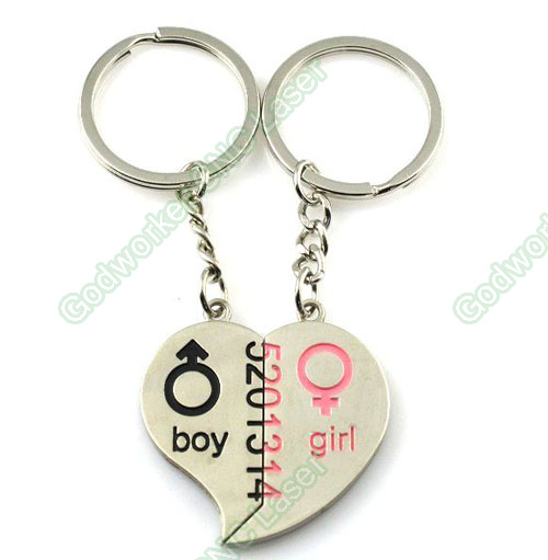 laser machine made couple keychain