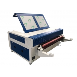 GW-1610 textile fabric cloth auto feeding laser cutting machine with conveyor & vacuum table