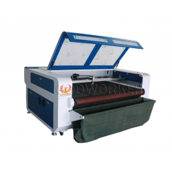 GW-1610 textile fabric cloth auto feeding laser cutting machine with conveyor & vacuum table