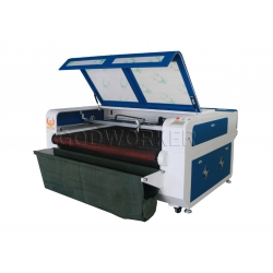 GW-1610 textile fabric cloth auto feeding laser cutting machine with conveyor & vacuum table